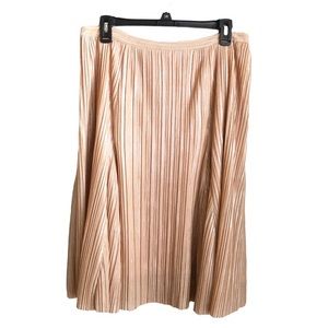 ANTHROPOLOGIE Maeve Ambra blush pink metallic pleated midi skirt M
